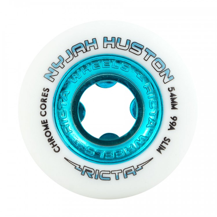 Колеса для скейтборда RICTA Nyjah Huston Chrome Core White Teal Slim 99A 54мм 2020